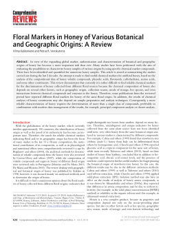 Floral Markers in Honey of Various Botanical and Geographic Origins