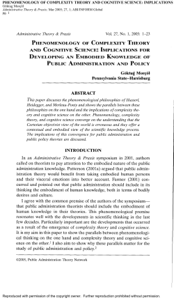 PHENOMENOLOGY OF COMPLEXITY THEORY AND CoGNITIVE