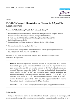 Er3+/Ho3+-Codoped Fluorotellurite Glasses for 2.7 &micro;m Fiber