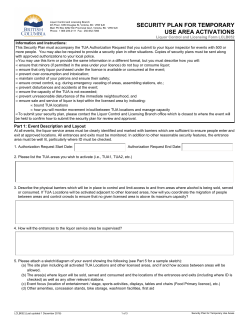 SECURITY PLAN FOR TEMPORARY USE AREA ACTIVATIONS