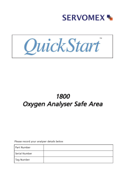 Please record your analyser details below Part Number Serial