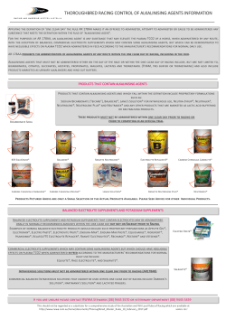RWWA Thoroughbred Control of Alkalinising Agents March 2017