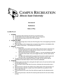 Intramural Badminton Rules of Play GAME PLAY