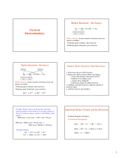 Ch.14-16 Electrochemistry Redox Reaction