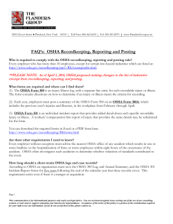 FAQ`s: OSHA Recordkeeping, Reporting and