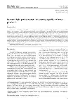 Intense light pulses upset the sensory quality of meat