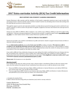 2017 Extra-curricular Activity (ECA) Tax Credit Information