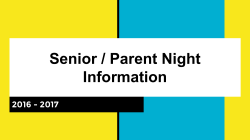 Senior Parent Night Presentation