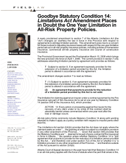 Goodbye Statutory Condition 14: Limitations Act