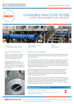 cleanable high flow filters for on-shore gas plant