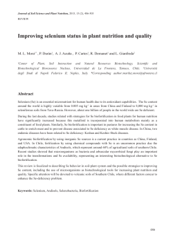 Improving selenium status in plant nutrition and quality
