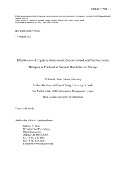 Effectiveness of Cognitive-Behavioural, Person