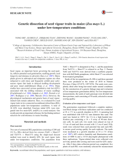 Genetic dissection of seed vigour traits in maize (Zea mays L.) under