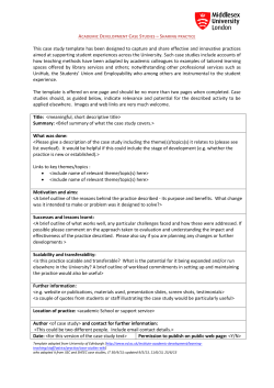 Academic Development Case studies * Sharing practice