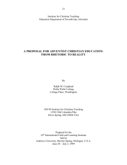 a proposal for adventist christian education: from rhetoric to reality