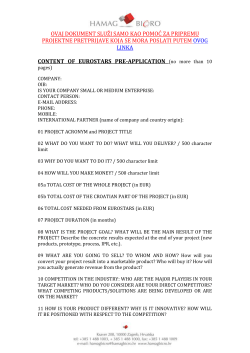 content of eurostars pre-application - HAMAG-BICRO-a