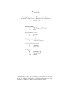 Paper Games and Card Games - ncssm