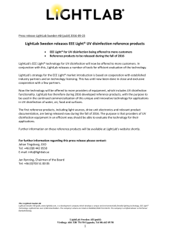 LightLab Sweden releases EEE Light® UV disinfection
