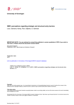 University of Groningen SME`s perceptions regarding strategic and