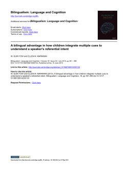 Bilingualism: Language and Cognition A bilingual