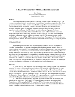 a believing scientist approaches the sciences