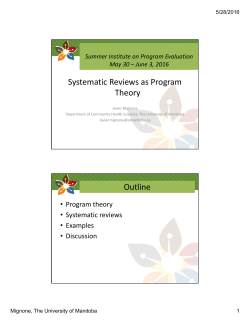 Systematic Reviews as Program Theory