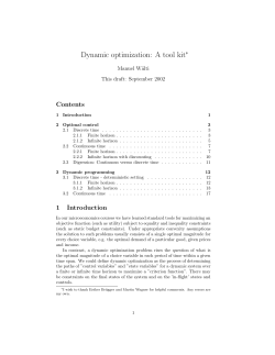 Dynamic optimization: A tool kit