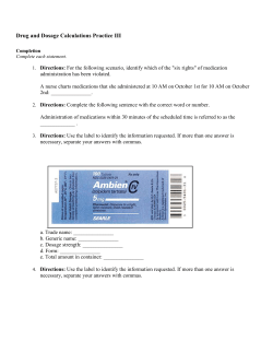 Drug and Dosage Calculations Practice III