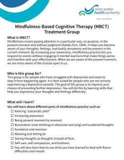 Mindfulness-Based Cognitive Therapy (MBCT) Treatment Group