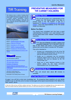 Preventive Measures for TIR Carnet Holders