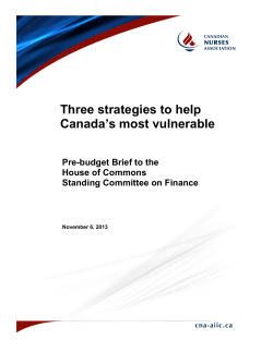 Three strategies to help Canada`s most vulnerable