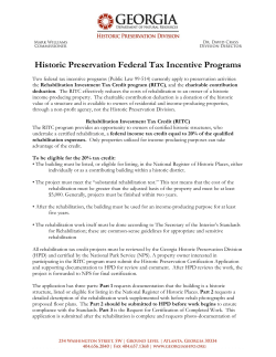 Historic Preservation Federal Tax Incentive Programs