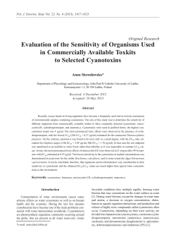 Evaluation of the Sensitivity of Organisms Used in Commercially