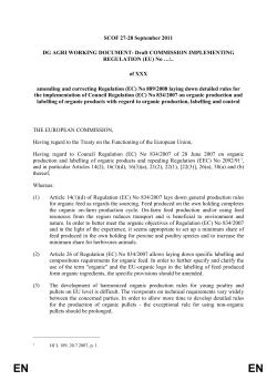 SCOF 27-28 September 2011 DG AGRI WORKING DOCUMENT