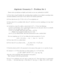 Algebraic Geometry I