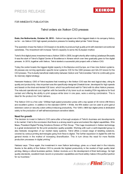 Telrol orders six Xeikon CX3 presses