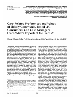 Care-Related Preferences and Values of Elderly
