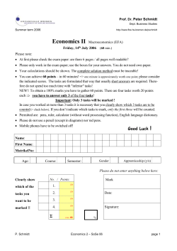 Klausur Gesamtwirtschaftlicher Rahmen