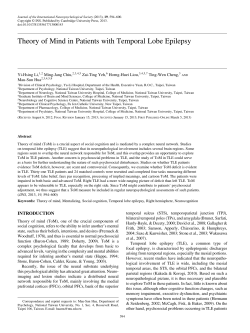 Theory of Mind in Patients with Temporal Lobe Epilepsy