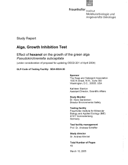 Alga, Growth lnhibition Test