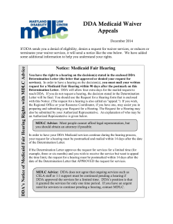 DDA Medicaid Waiver Appeals - Disability Rights Maryland