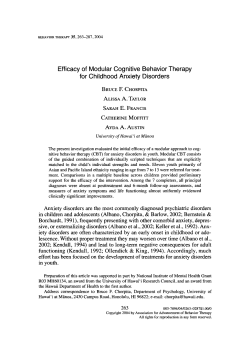Efficacy of Modular Cognitive Behavior Therapy for
