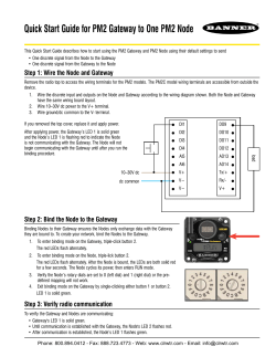 Banner PM2/PM8 Gateways to One PM2/PM8 Nodes Quick Start