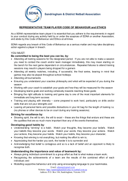 REPRESENTATIVE TEAM PLAYER CODE OF BEHAVIOUR and
