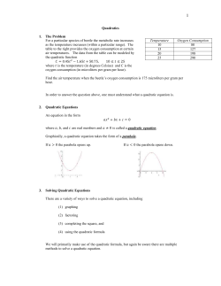 Quadratics 1. The Problem For a particular species of beetle the