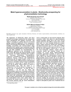 Metal hyperaccumulation in plants - Biodiversity