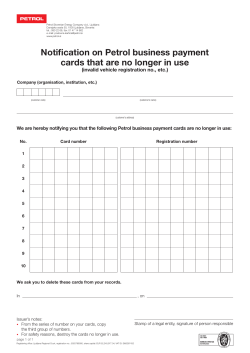 Notification on Petrol business payment cards that are no longer in use