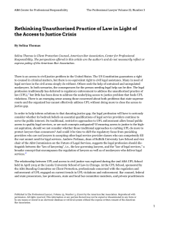 Rethinking Unauthorized Practice of Law in Light of the