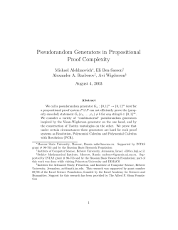 Pseudorandom Generators in Propositional Proof Complexity
