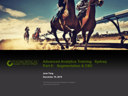 Advanced Analytics Training: Sydney Part II